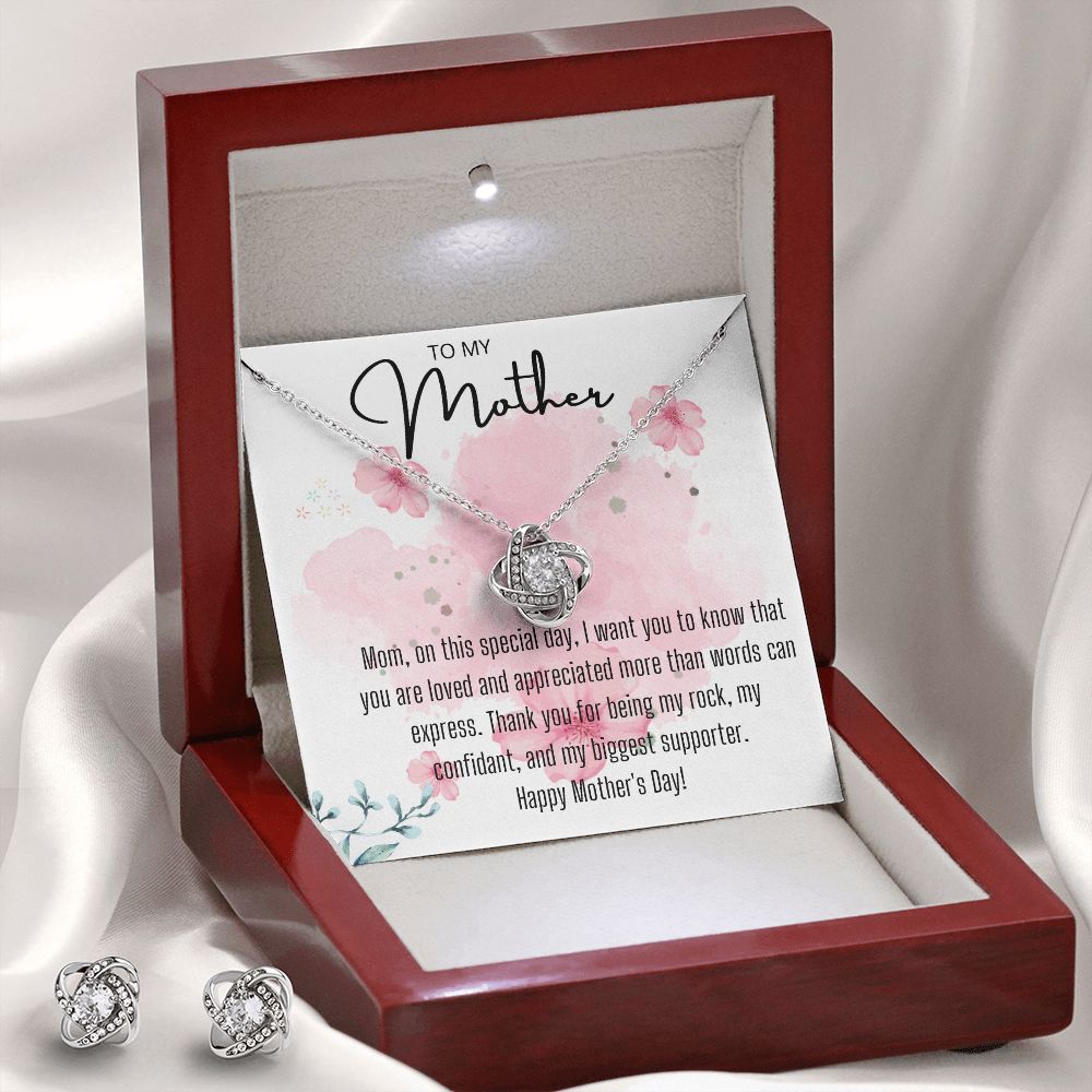 Love Knot Earring & Necklace Set, Mom on this special day