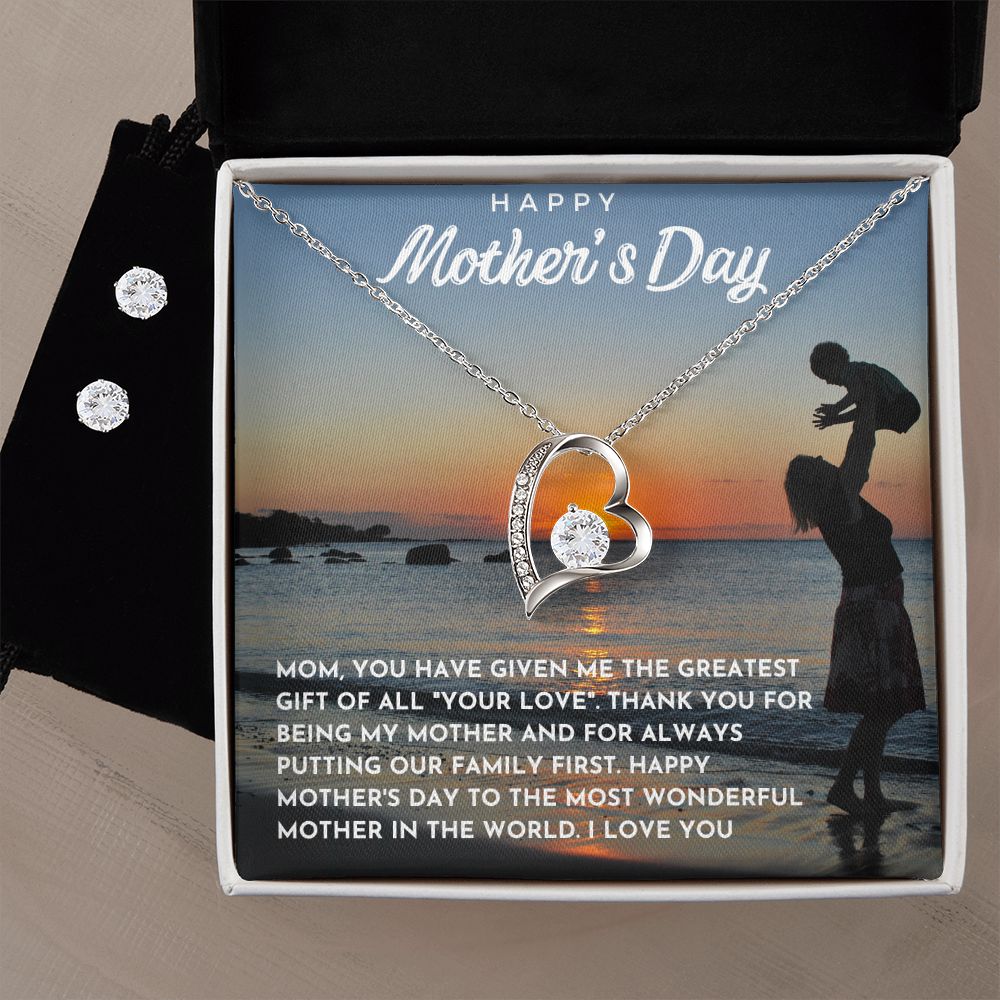 Happy Mother's Day Forever necklace and earrings set